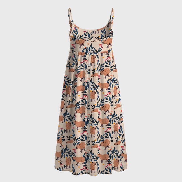 Capybara And Plants Geek A-Line Cami Dress