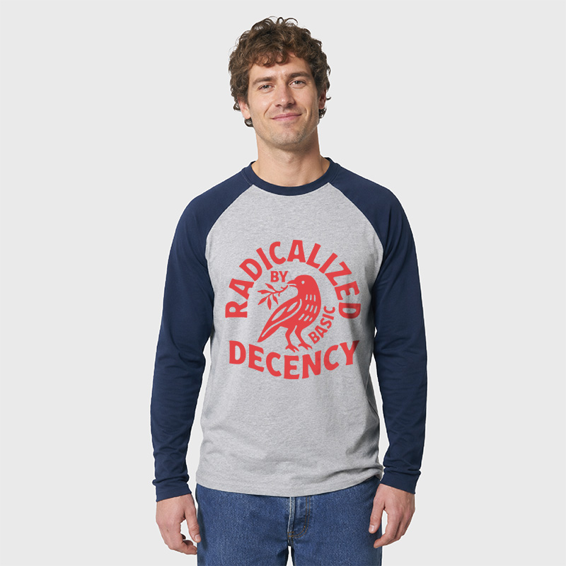 Radicalized By Basic Decency Geek Retro Raglan Long-Sleeve Tee