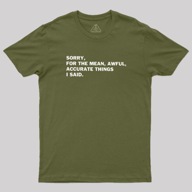 Accurate Things I Said Geek T-Shirt
