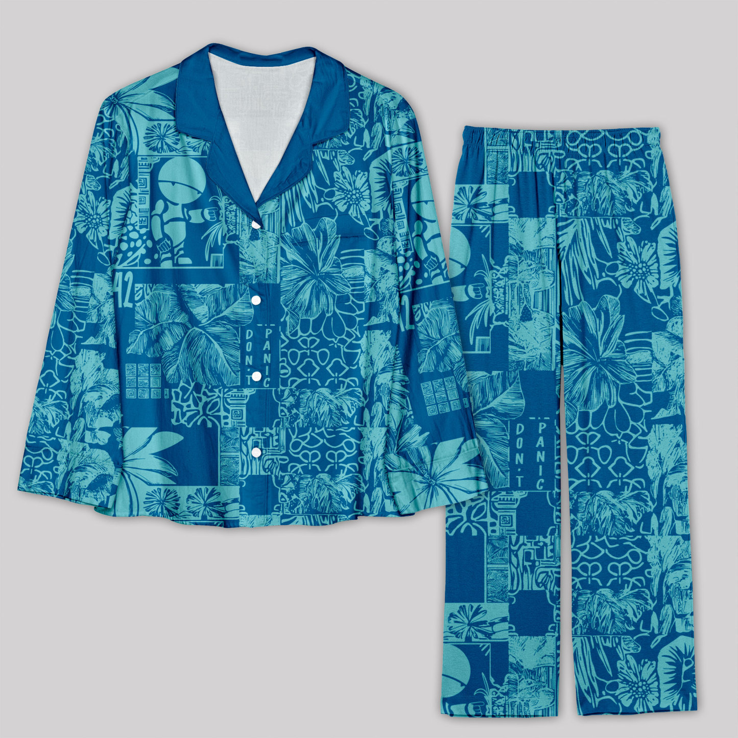 Geeksoutfit Don't Panic Blue Pajama Sets for Sale