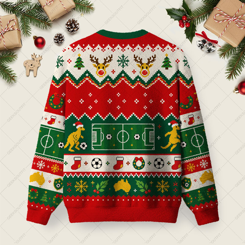 Scream For A Goal Couch For Life Ugly Christmas Fuzzy Fleece Sweatshirt