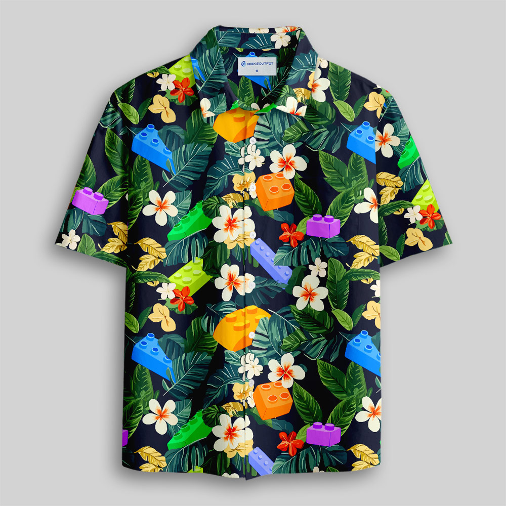 Hawaiian Brick Paradise Button Up Pocket Shirt