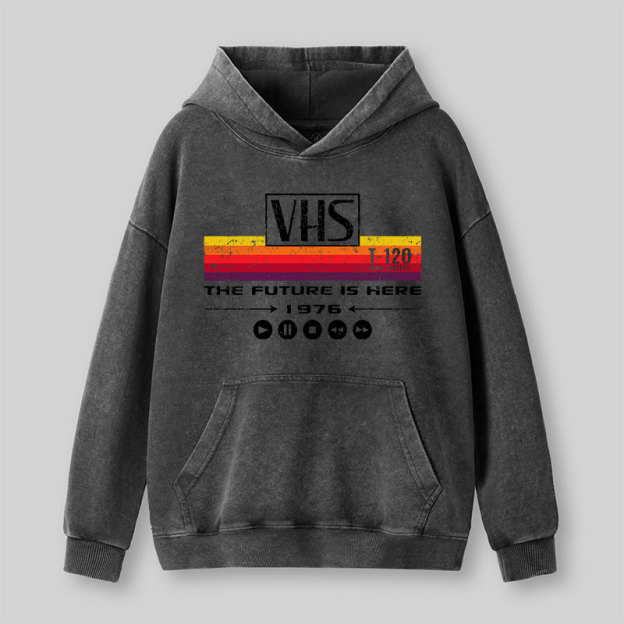 VHS The Future Is Here 1976 Washed Hoodie Geek Washed Hoodie