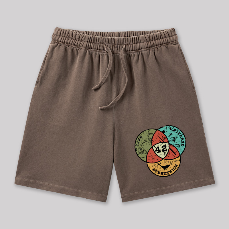 Life the Universe Everything Geeky Washed Shorts