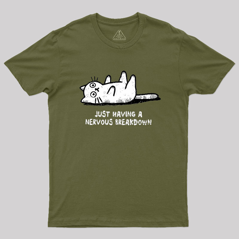 Nervous Breakdown Cat Geek T-Shirt