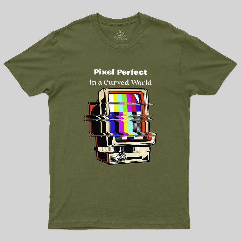 Pixel Perfect In A Curved World Geek T-Shirt