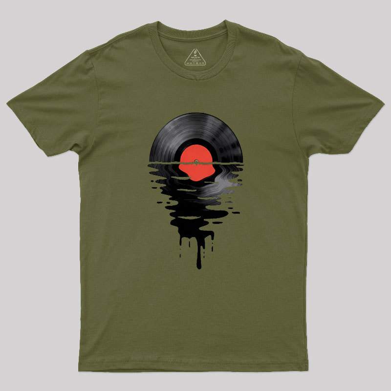 Vinyl LP Music Record Sunset Red Geek T-Shirt