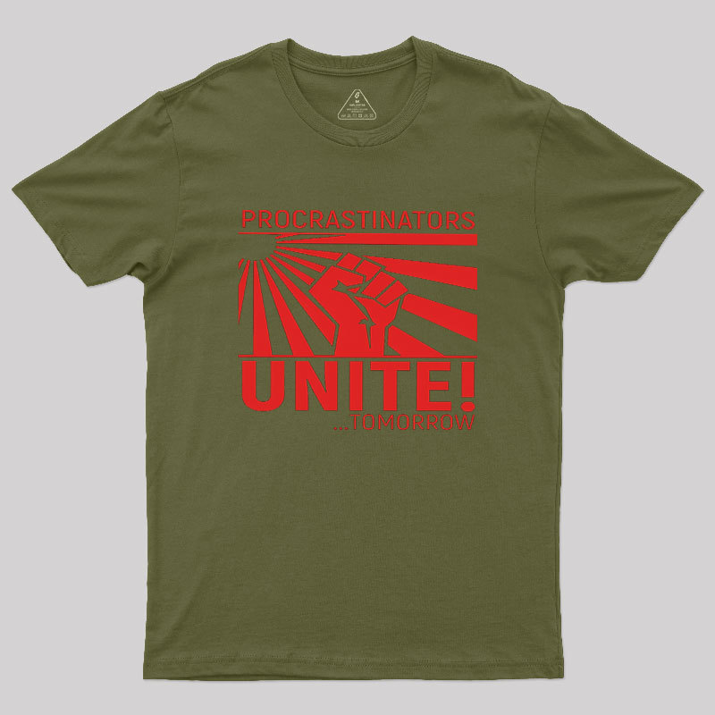 Procrastinators Unite Wall Geek T-Shirt