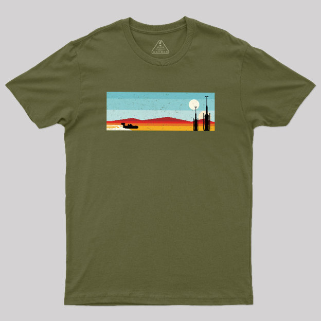 Desert Sunset Rocket Silhouette Geek T-Shirt