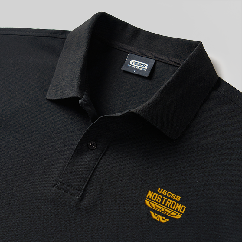 Alien Space Freighter Geek Embroidered Polo Shirts