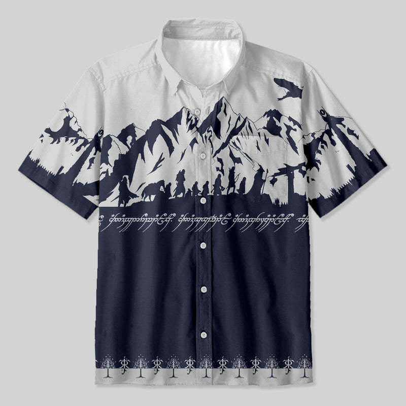 Geeksoutfit Mountains of Mordor Navy Button Up Pocket Shirt for Sale on
