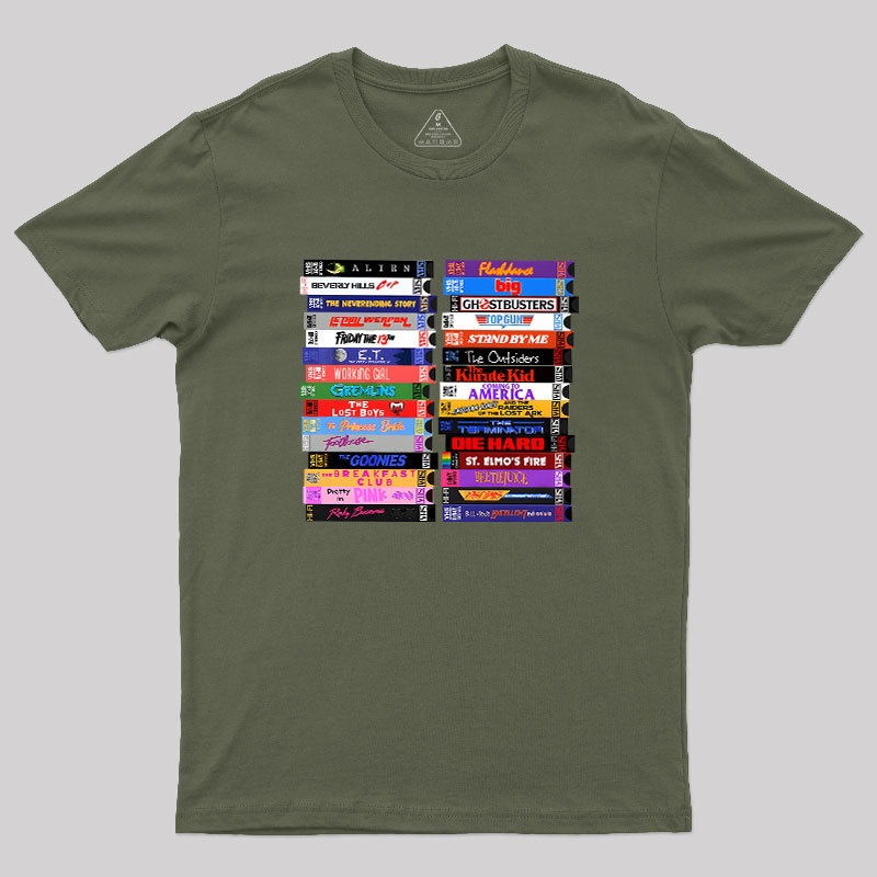 Retro 80s Movies VHS Stacks Geek T-Shirt