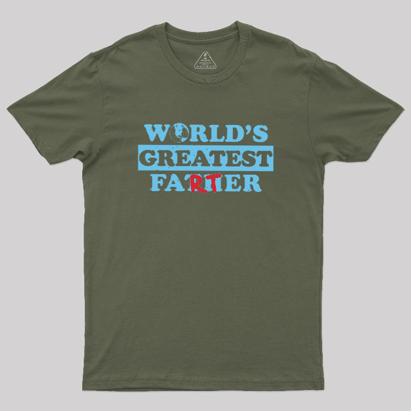 Worlds Greatest Farter Cyan Worn Geek T-Shirt