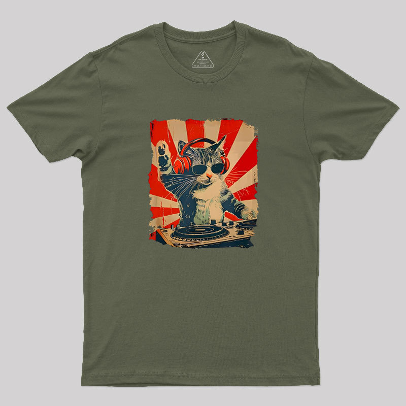 Rock Music Cat Vintage Geek T-Shirt