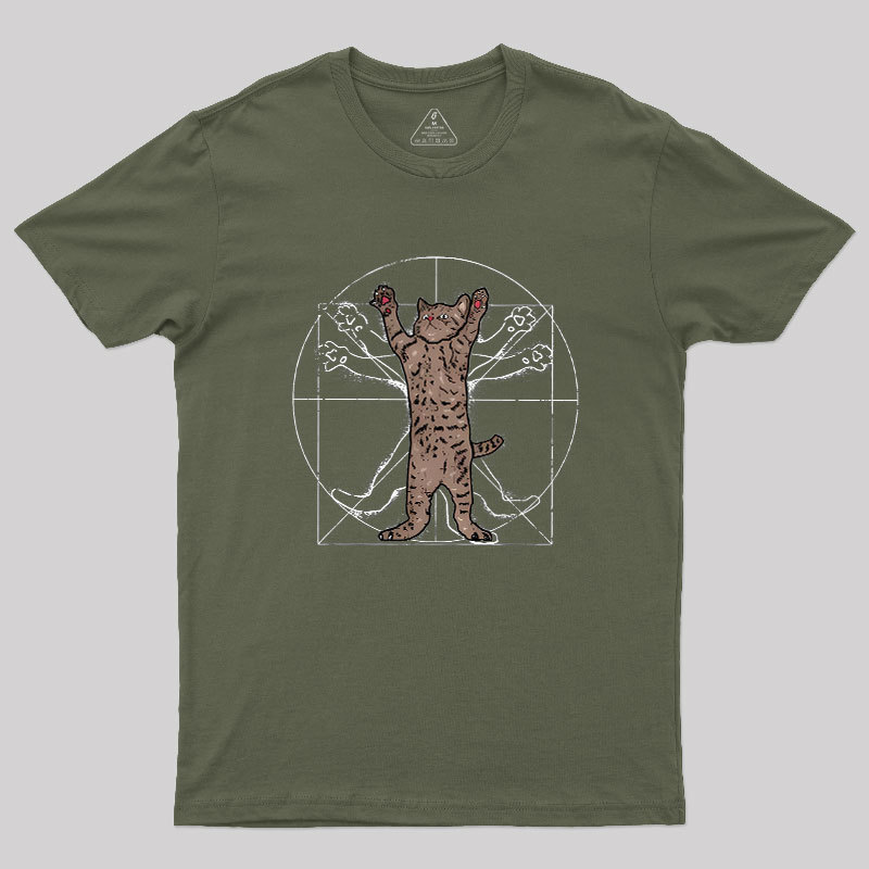 Vitruvian Cat Geek T-Shirt