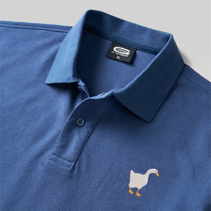 Untitled Goose Geek Embroidered Polo Shirts