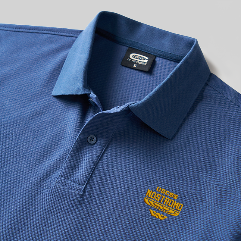 Alien Space Freighter Geek Embroidered Polo Shirts