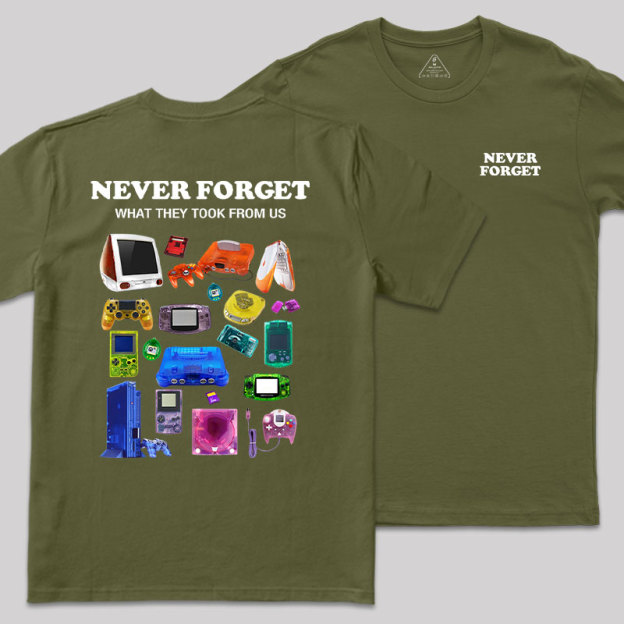 Never Forget Front and Back Printed Geek T-Shirt