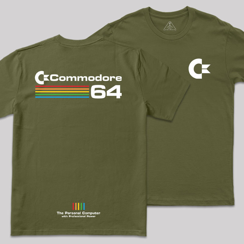 Commodore 64 White Front and Back Printing Geek T-Shirt