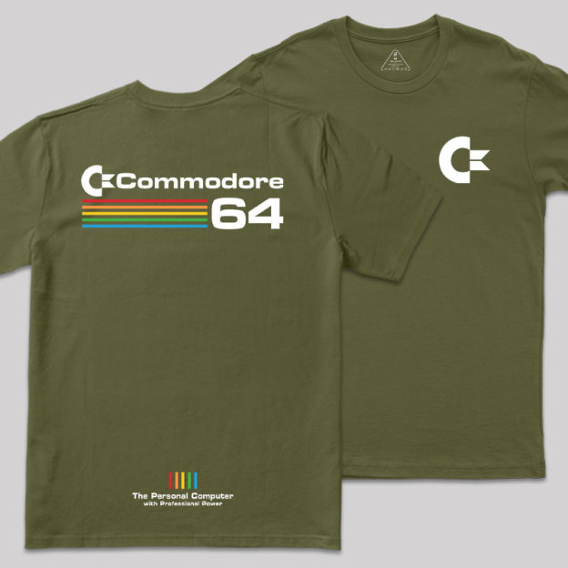 Commodore 64 White Front and Back Printing Geek T-Shirt