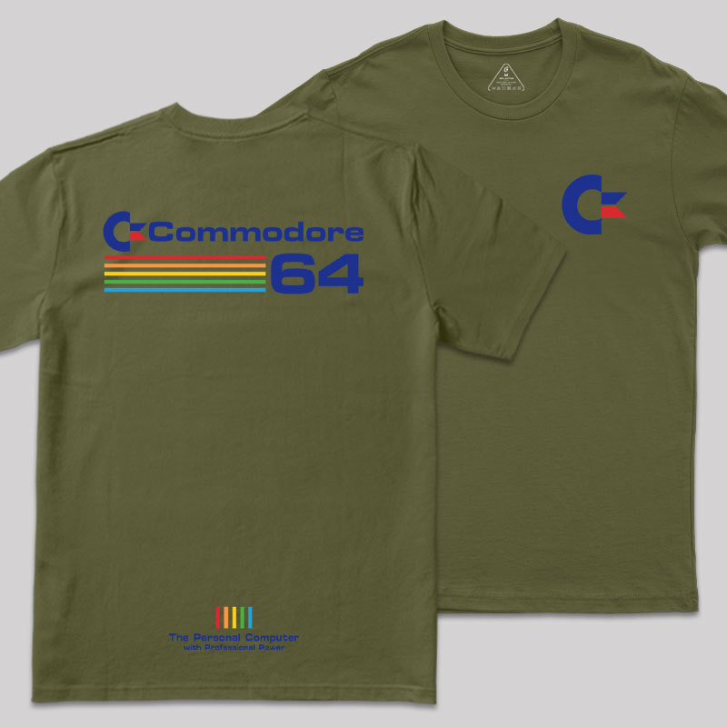 Commodore 64 Blue Front and Back Printing Geek T-Shirt