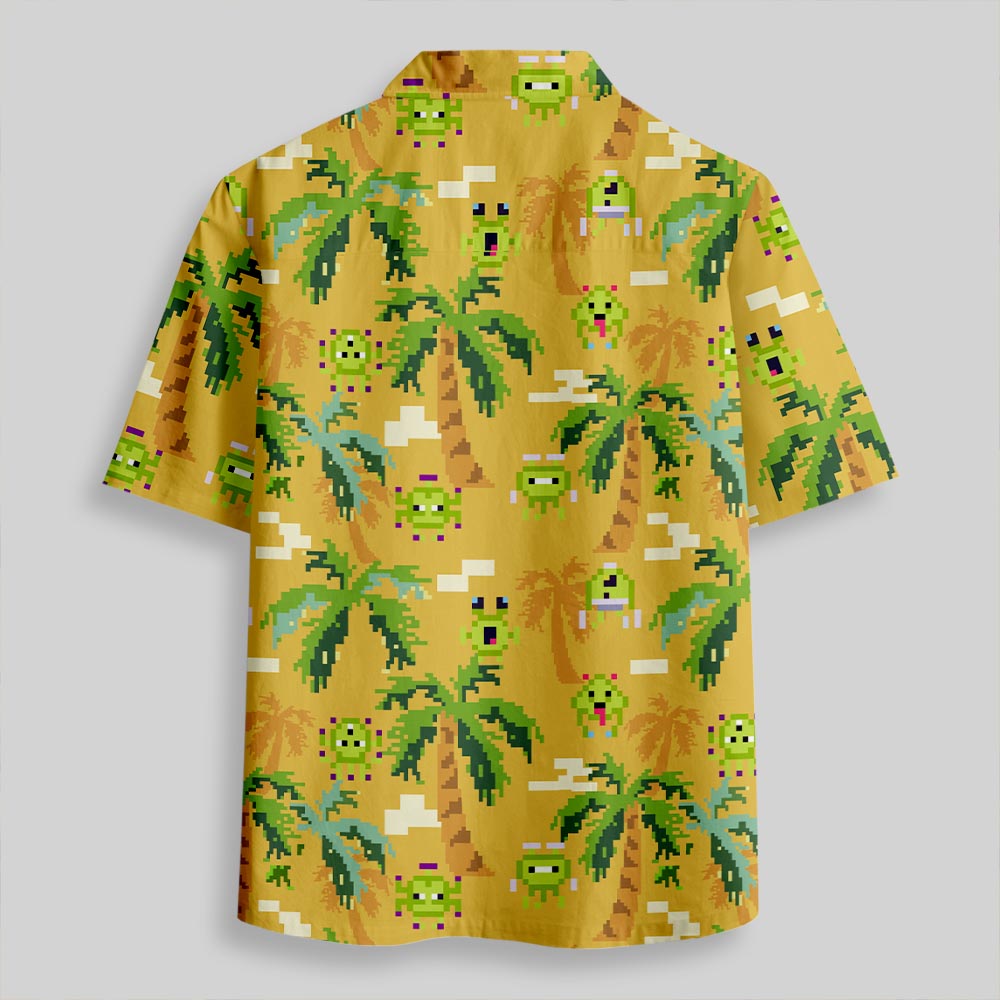 Pixel Paradise Button Up Pocket Shirt