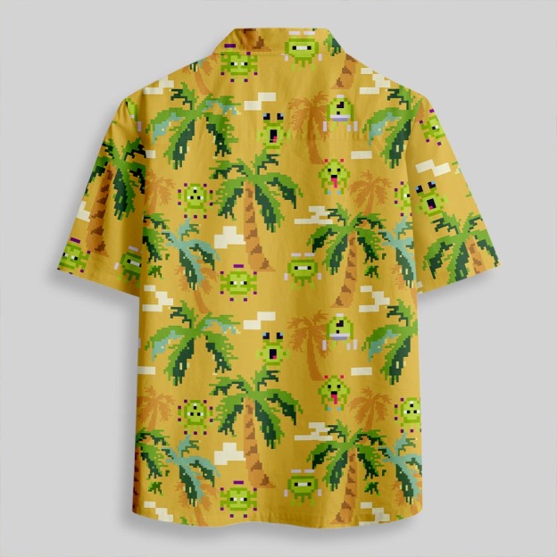 Pixel Paradise Button Up Pocket Shirt