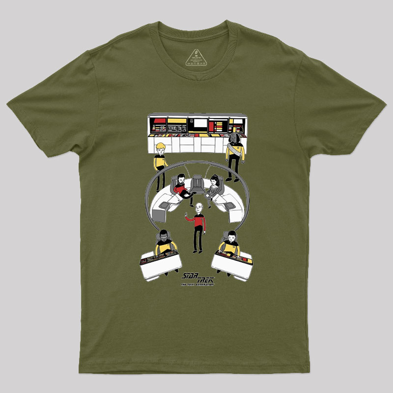 The Next Generation Cartoon Bridge Crew Geek T-Shirt