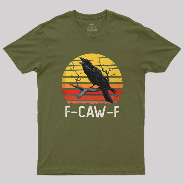 F CAW F Vintage Sunset Raven Graphic Geek T-Shirt