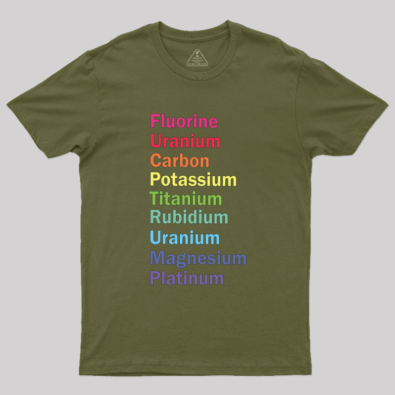 Fluorine Uranium Carbon Potassium Geek T-Shirt