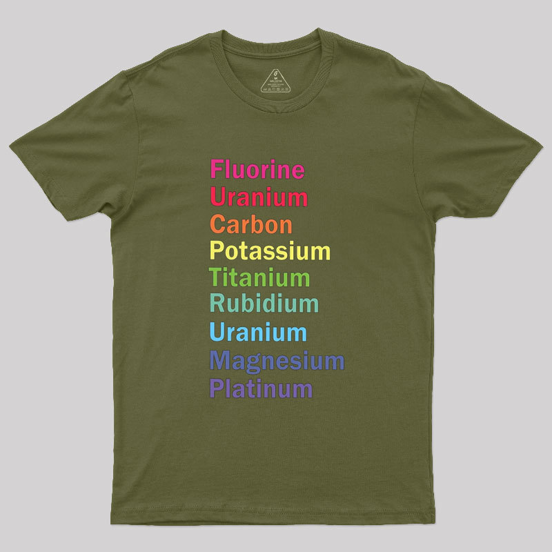 Fluorine Uranium Carbon Potassium Geek T-Shirt
