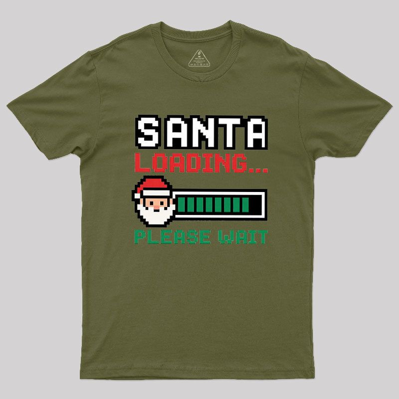 Santa Loading Pixel Design Geek T-Shirt