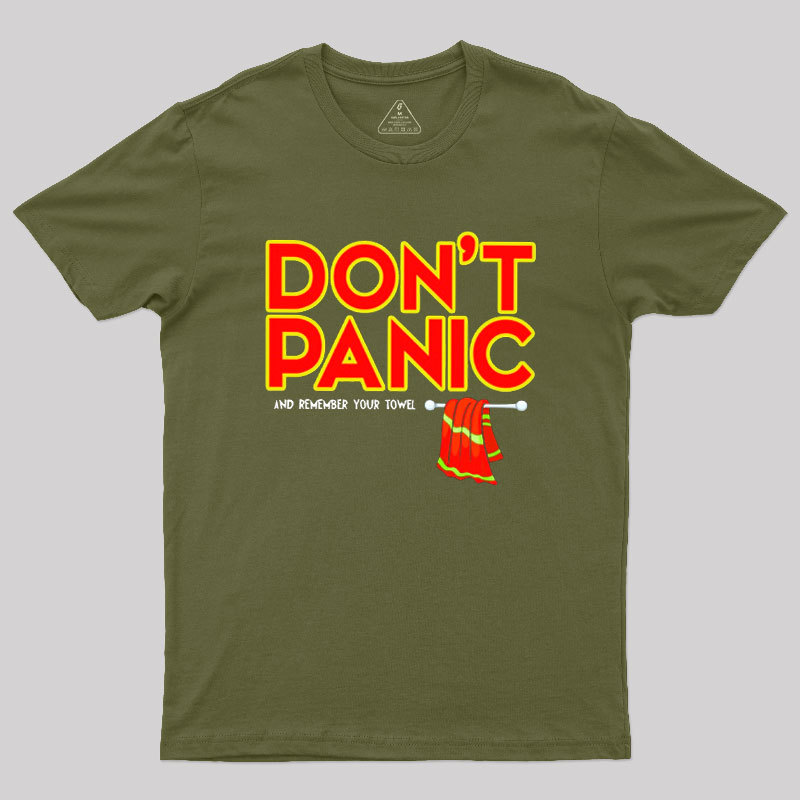 Don't Panic With Towel Geek T-Shirt