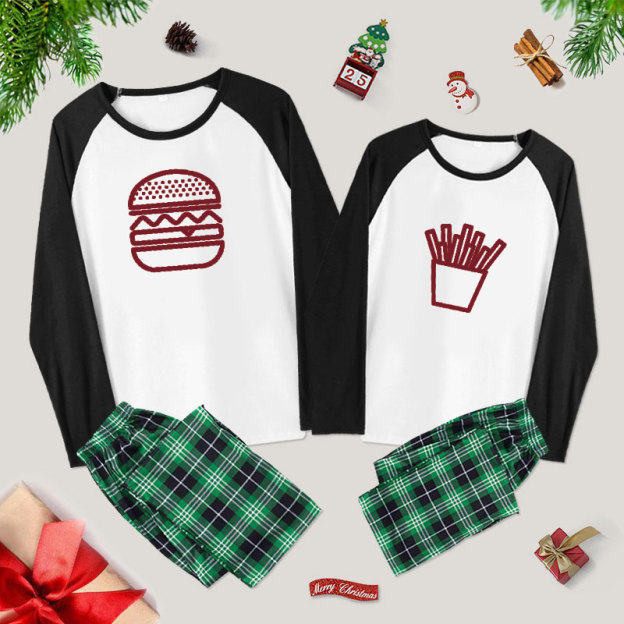 Burger And Fries Couple Pajama Sets