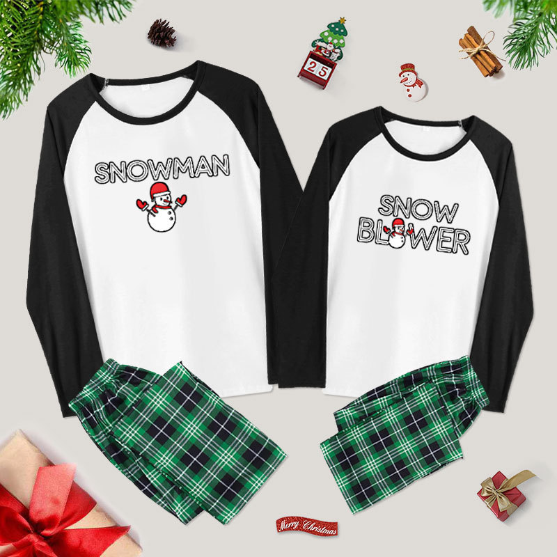 Snowman and Snow Blower Couple Pajama Sets