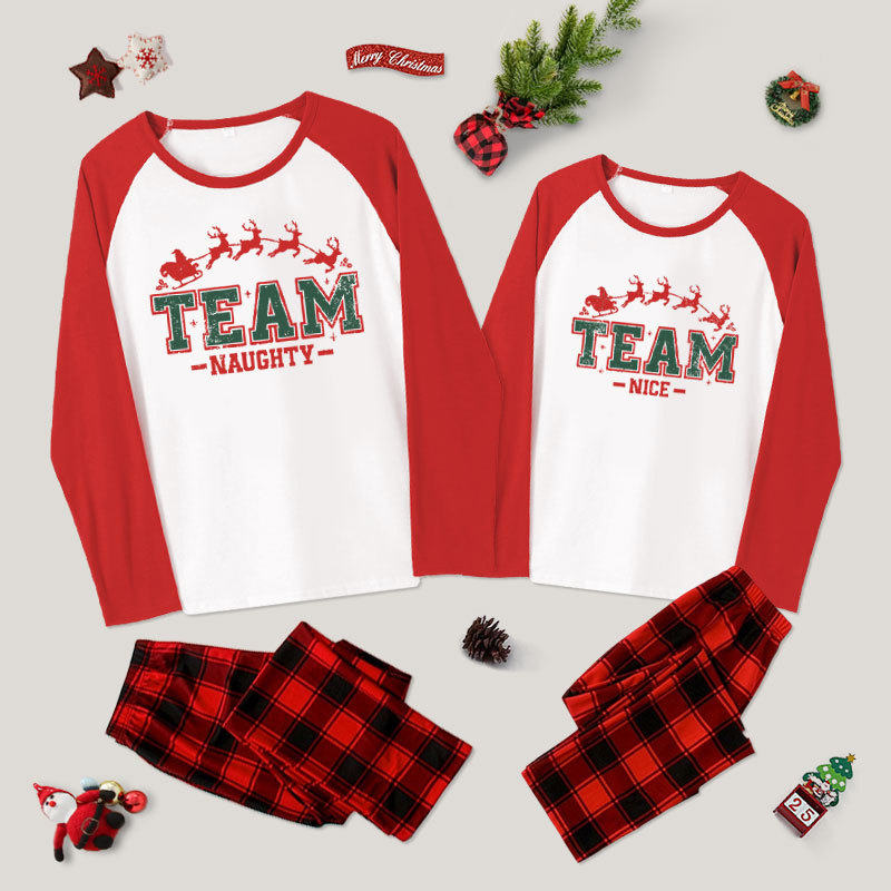 Team Nice And Nuaghty Couple Pajama Sets