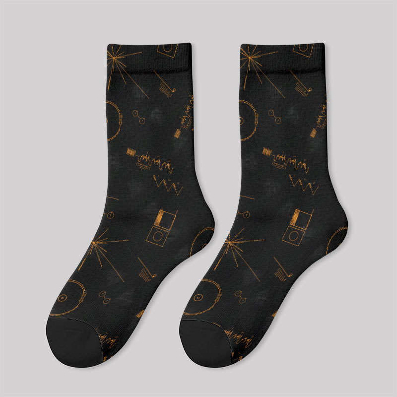 Space Voyager One Gold Disc Men's Socks