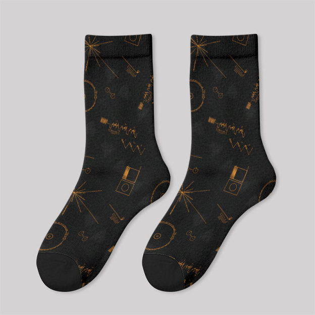 Space Voyager One Gold Disc Men's Socks