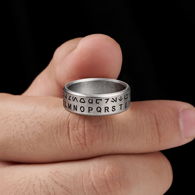 Galactic Cipher Geek Silver Band Ring