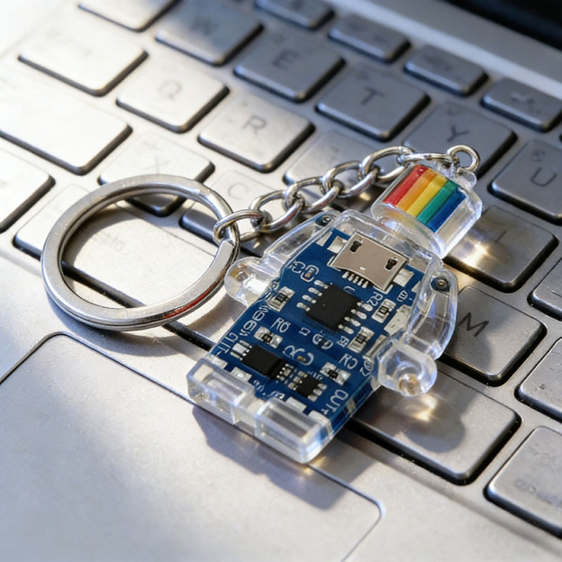 Transparent Electronic Robot Keychains