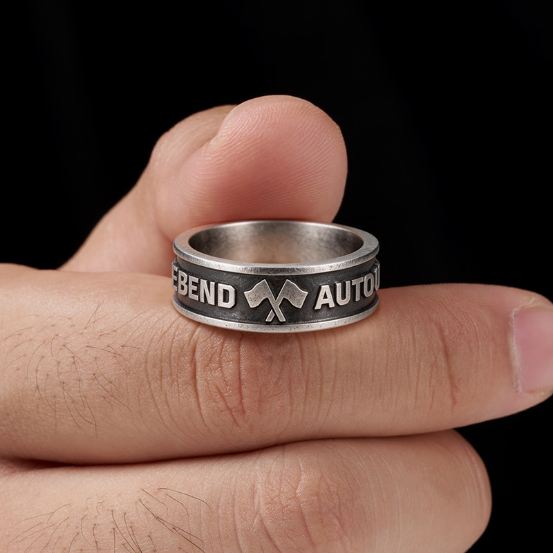 Auto Rebuilder Geek Silver Band Ring