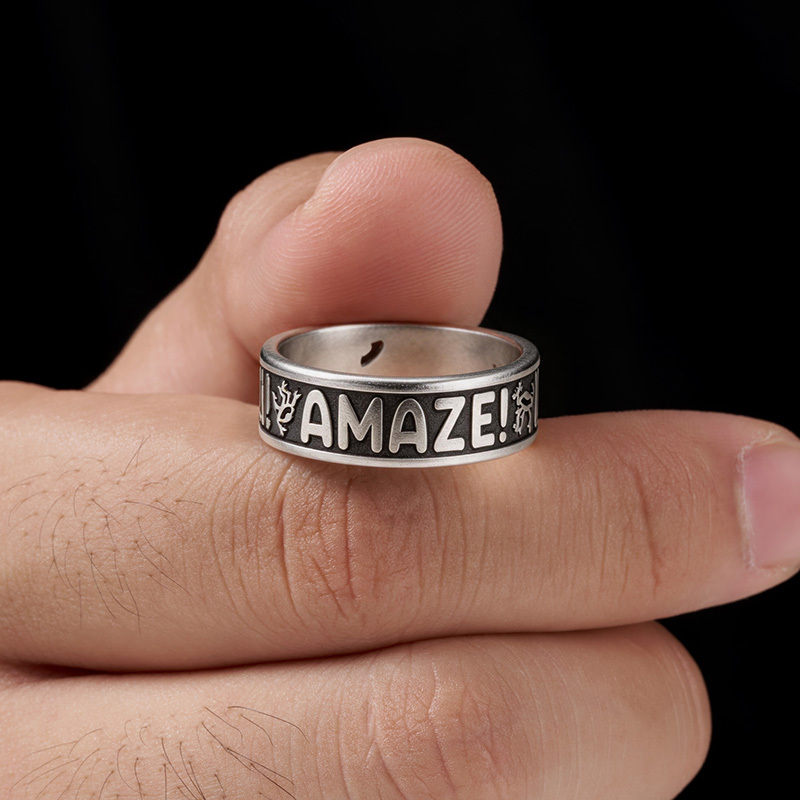 Amaze Bold Geek Silver Band Ring