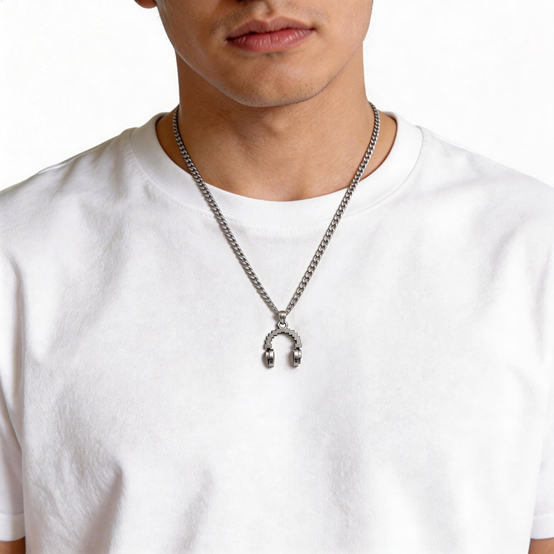 Pixel Headphones Geek Sculptural Necklace