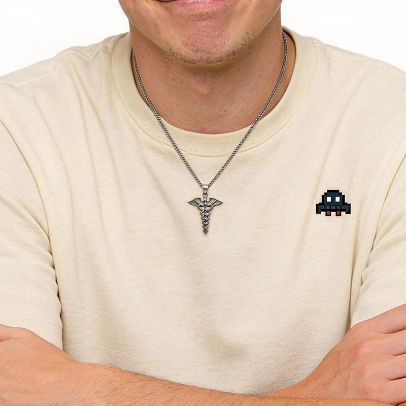 Healer Emblem Geek Sculptural Necklace