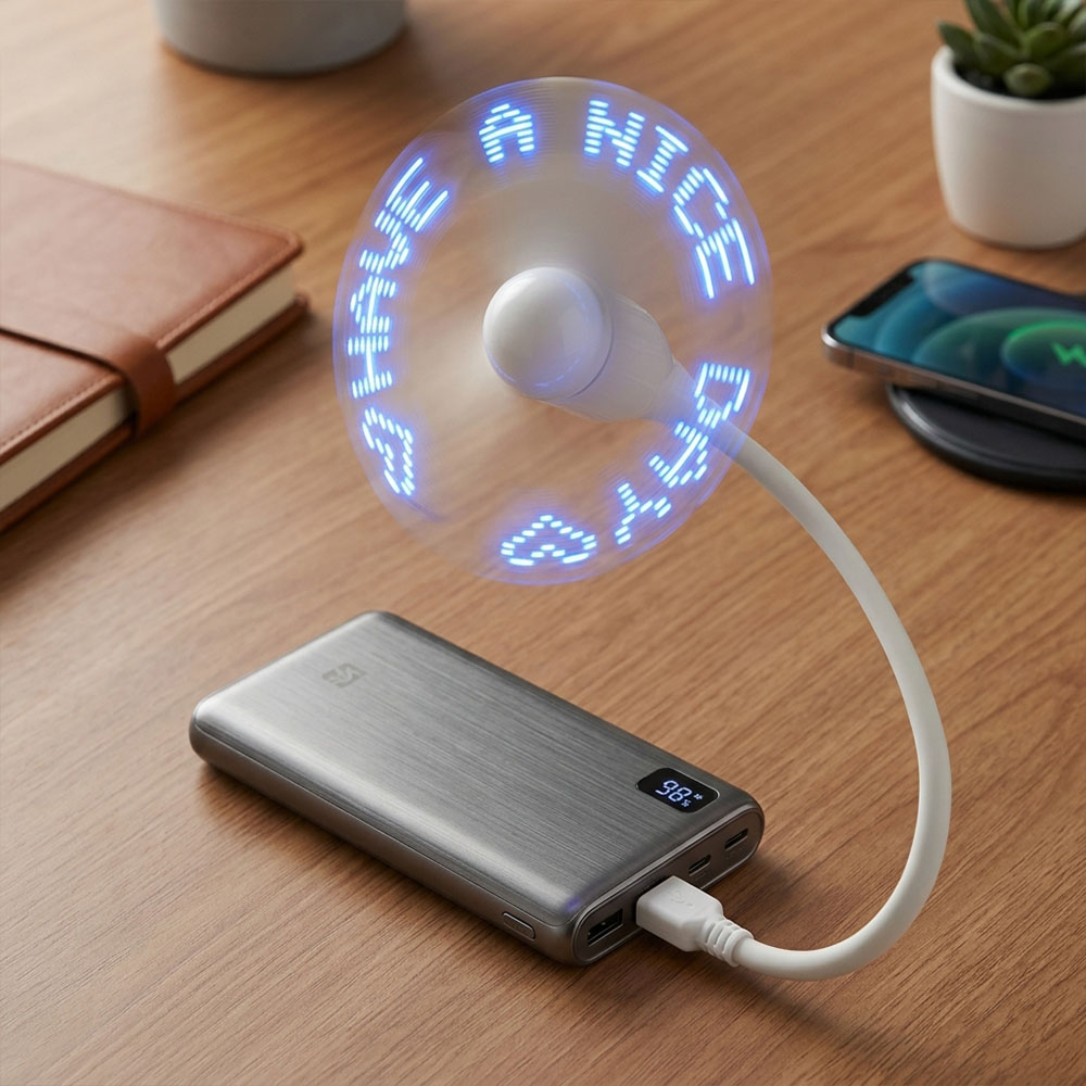 USB Flexible LED Clock Fan