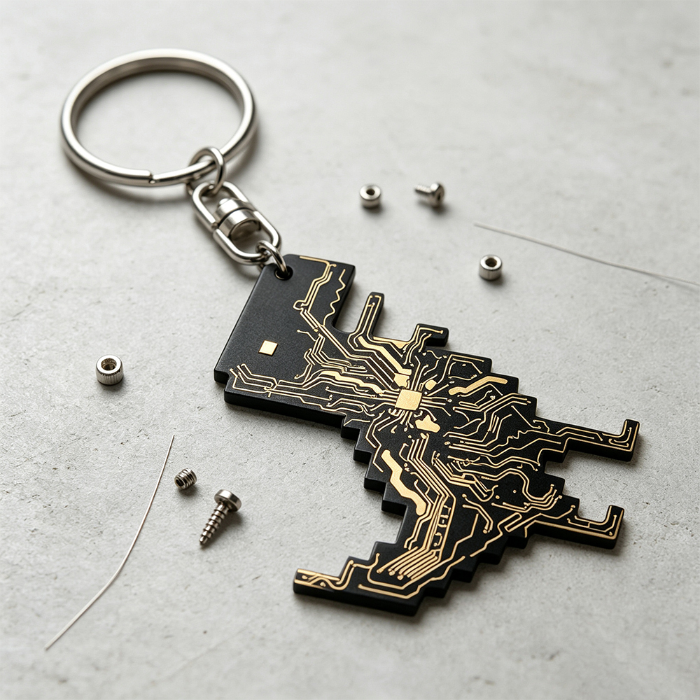 Offline Dinosaur Circuit Board Charm Funny Geek Keychain