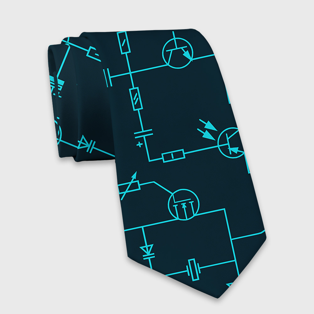 Electronic Components Arrow Dark Blue Geek Necktie