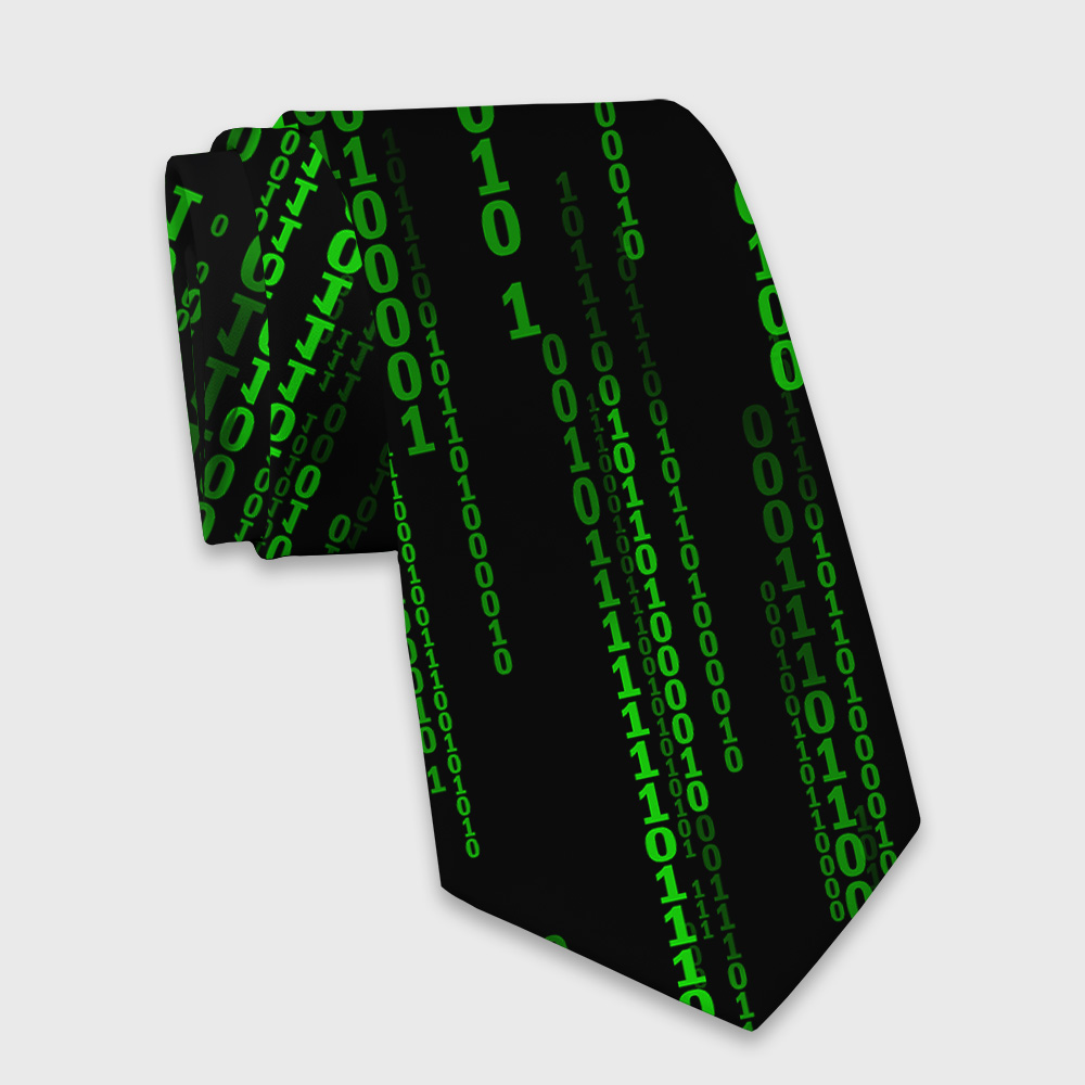 Follow the White Rabbit Black Green Design Art Geek Necktie