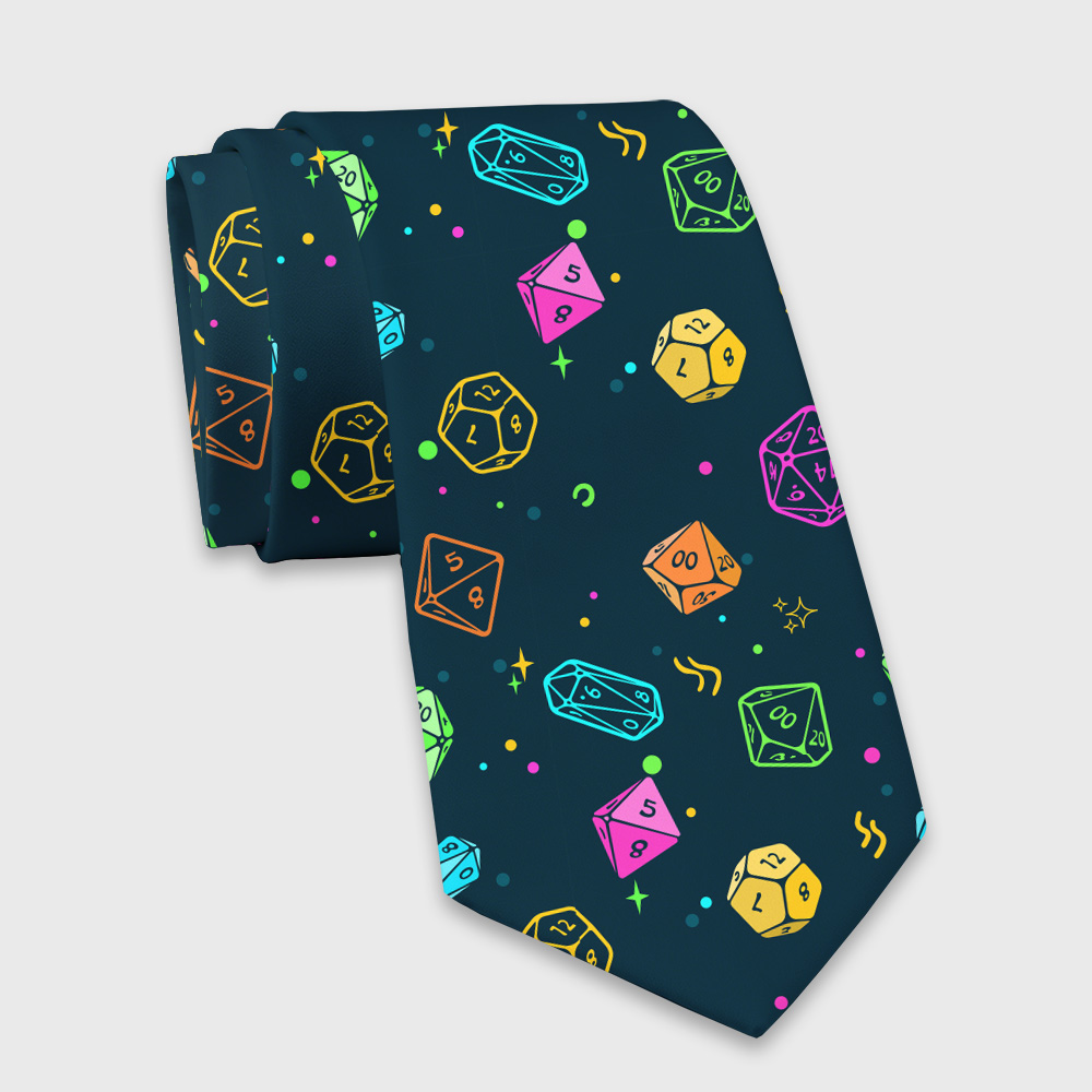 Colorful DND Dice RPG Geek Necktie