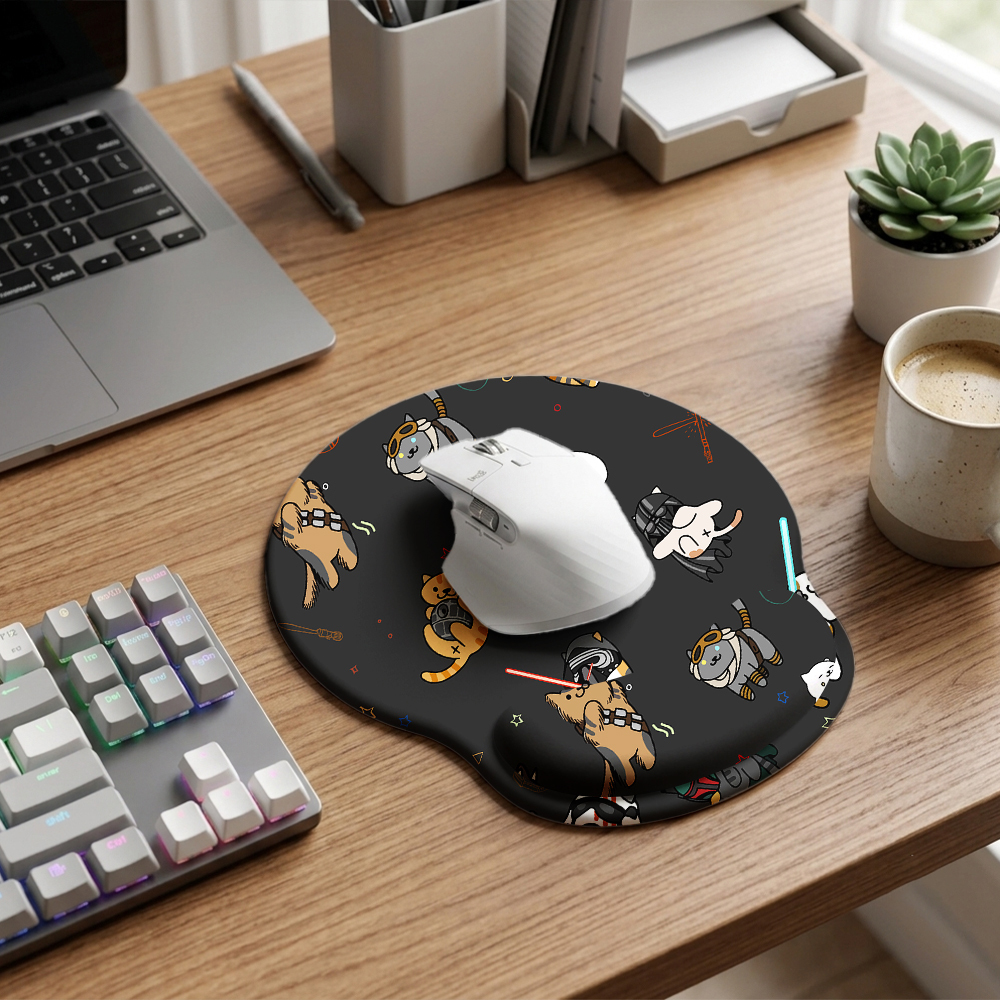Tie The Fighter Cat Funny Geek Ergonomic Mouse Pad